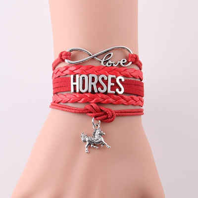 Infinity love HORSES leather handmade bracelet