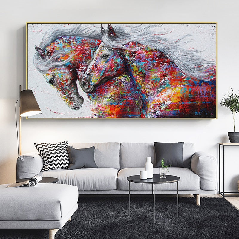 Colourful Running Horses Canvas - tackbazaar