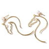 Elegant Horse Head Imitation Pearl Earrings Pendant (Gold)